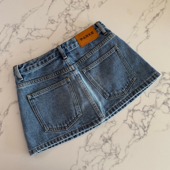 Parke Finished Denim Mini Skirt - Vintage Wash - Size 24 - Picture 3 of 7
